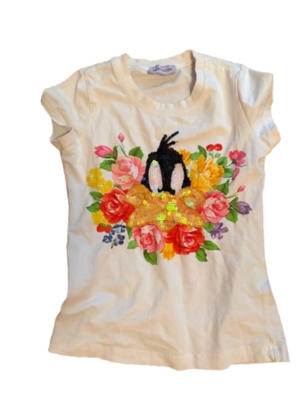 Monnalisa Girls White Floral Sequin T-Shirt Size 6Y - Picture 2 of 4